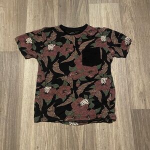 Floral Kids Shirt - Black and Red